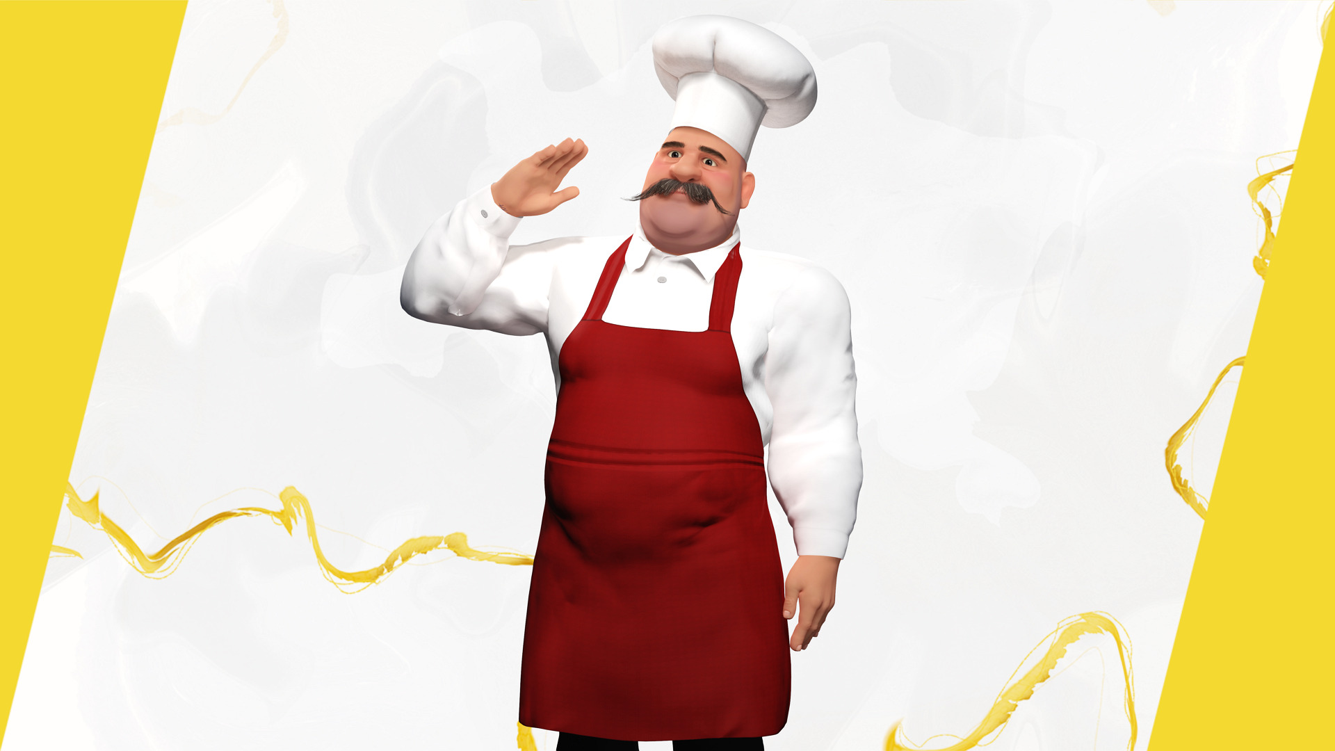 Cartoon Cook with Apron Fully Rigged Stylized Cartoon Chef Low-poly 3D model_10