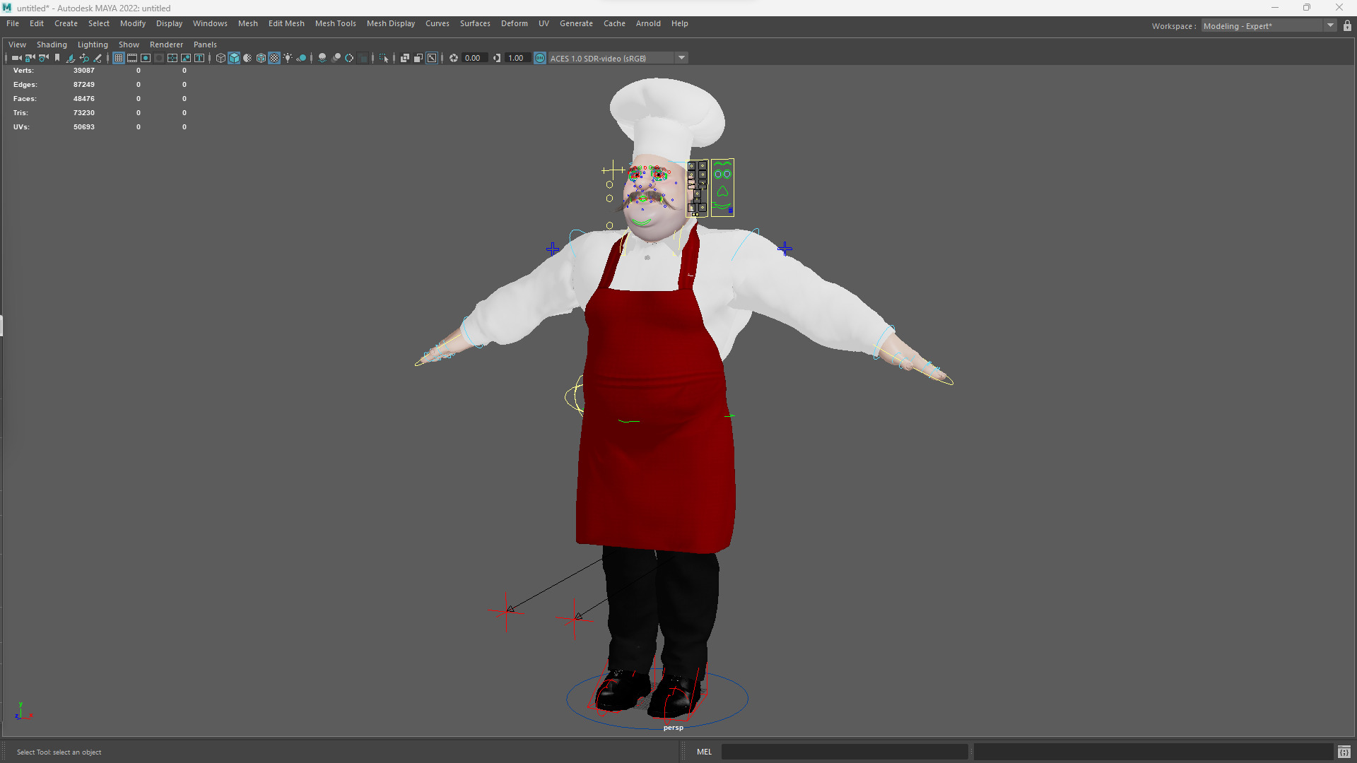 Cartoon Cook with Apron Fully Rigged Stylized Cartoon Chef Low-poly 3D model_21