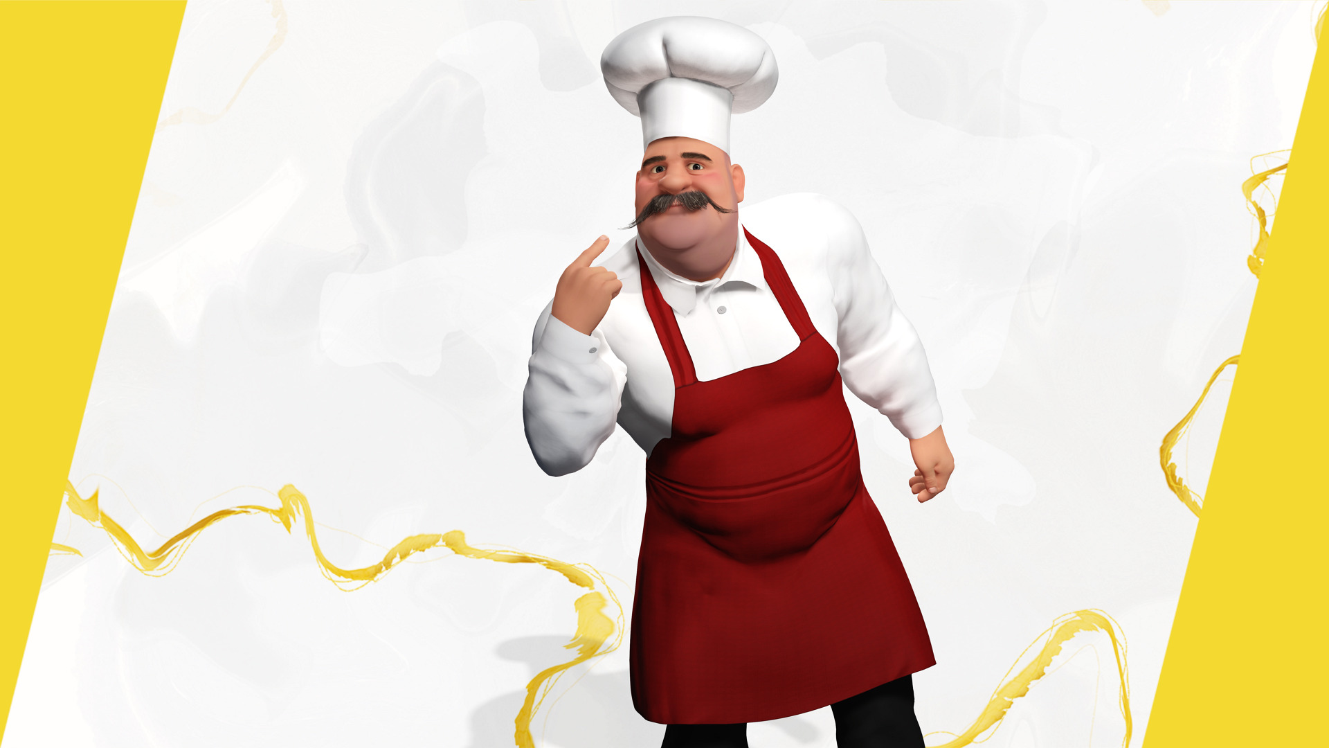 Cartoon Cook with Apron Fully Rigged Stylized Cartoon Chef Low-poly 3D model_6