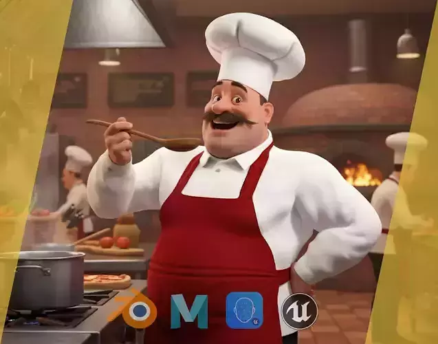Cartoon Cook with Apron Fully Rigged Stylized Cartoon Chef Low-poly 3D model Cartoon Cook with Apron Fully Rigged Stylized Cartoon Chef Low-poly 3D model