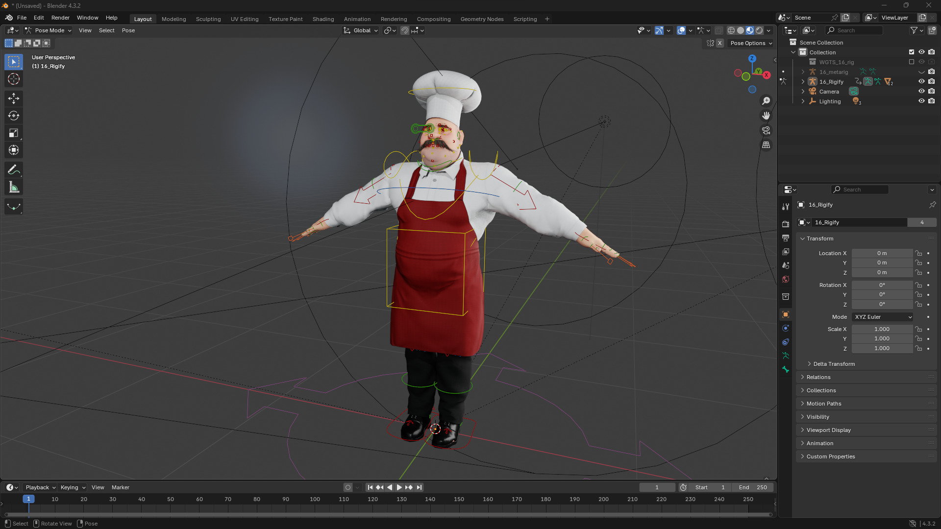 Cartoon Cook with Apron Fully Rigged Stylized Cartoon Chef Low-poly 3D model_17