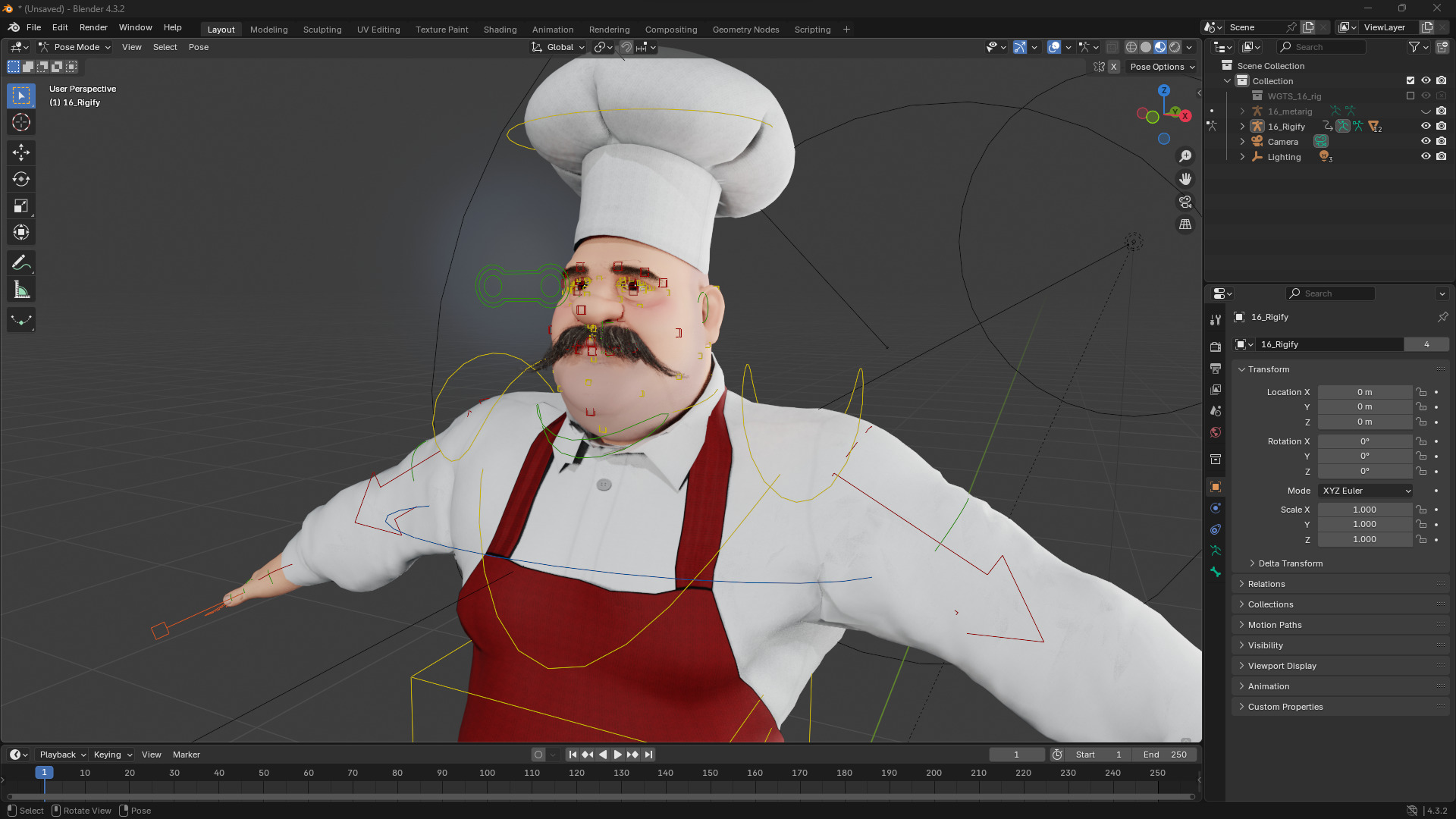 Cartoon Cook with Apron Fully Rigged Stylized Cartoon Chef Low-poly 3D model_18