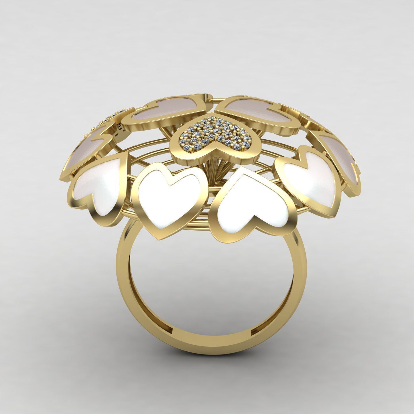 Heart ring 01 3D print model_5