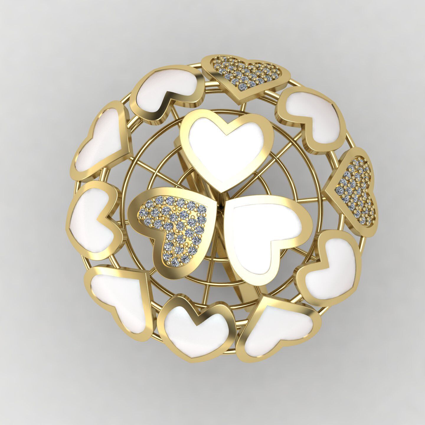 Heart ring 01 3D print model_4