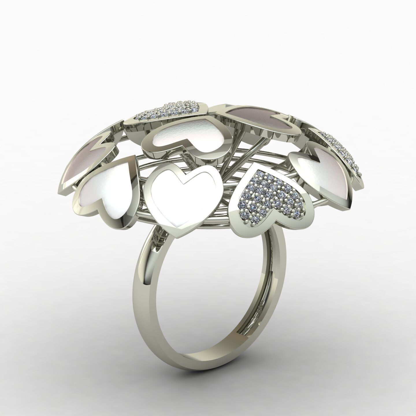 Heart ring 01 3D print model_8