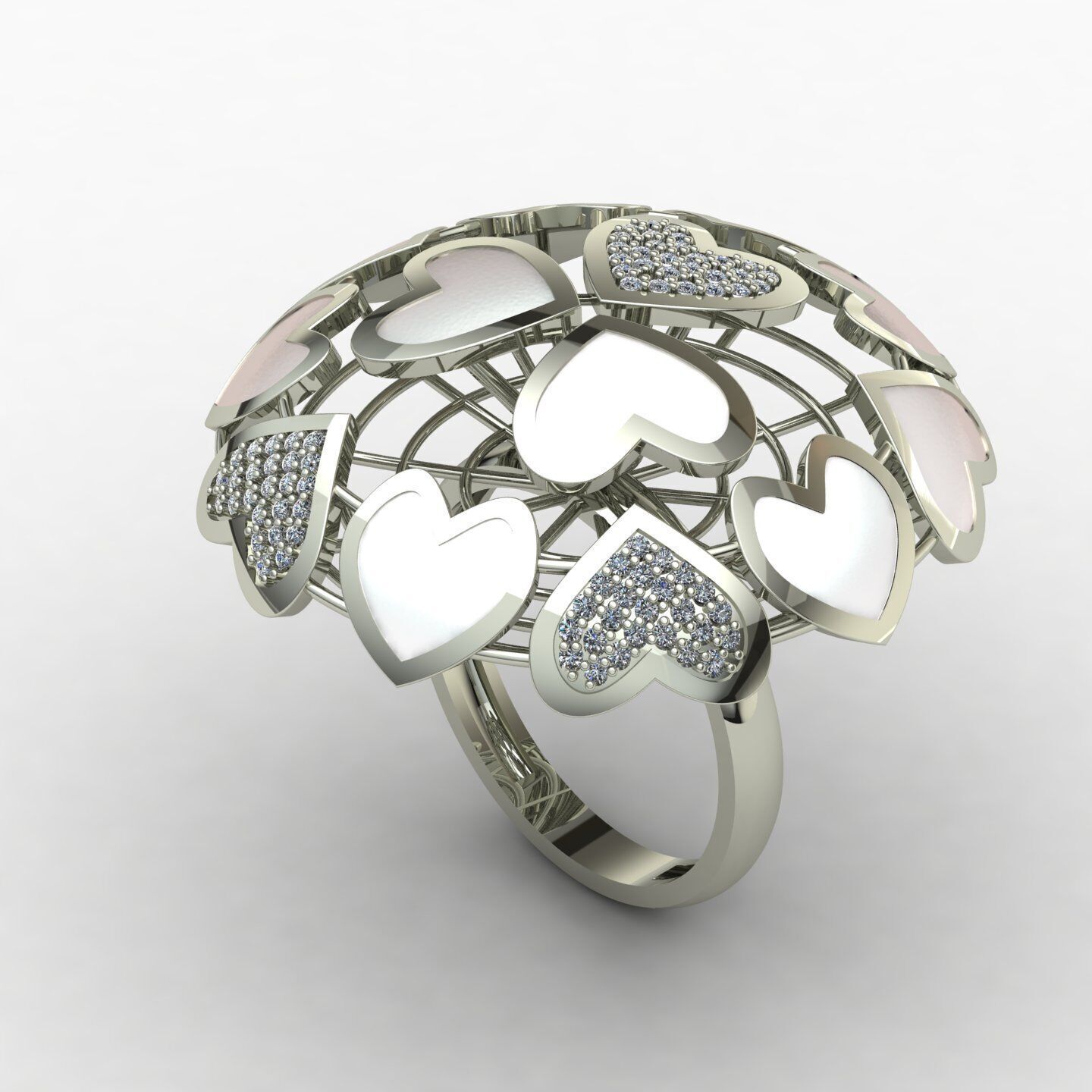 Heart ring 01 3D print model_9