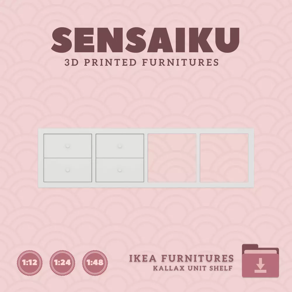 KALLAX Shelf Unit V7 with 4 Drawers for Dollhouse IKEA 3D Print 3D print model