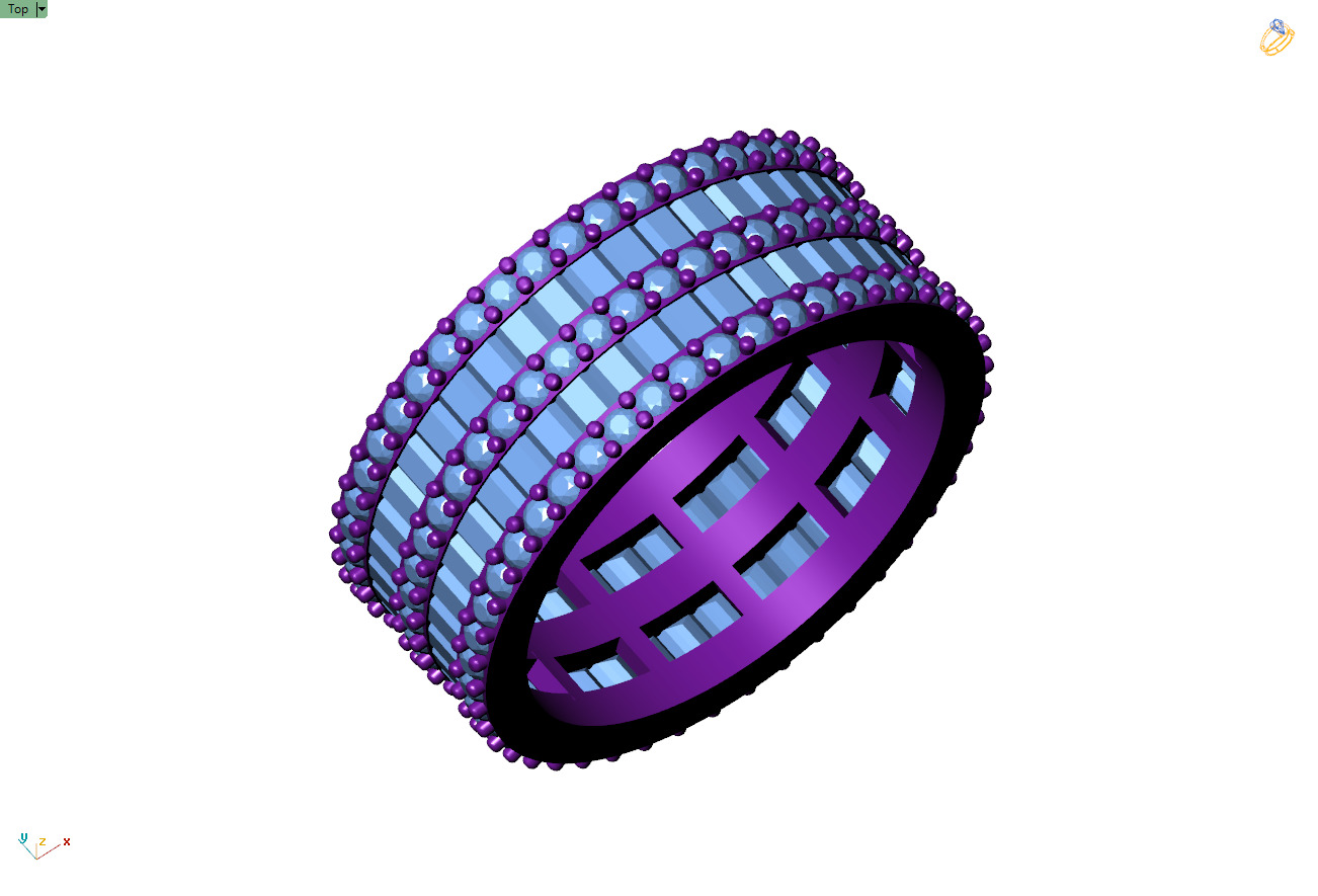 Custom Baguette Eternity Band - Diamond Ring - Baguette Band 3D print model_8