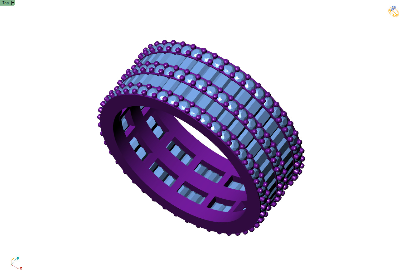 Custom Baguette Eternity Band - Diamond Ring - Baguette Band 3D print model_9