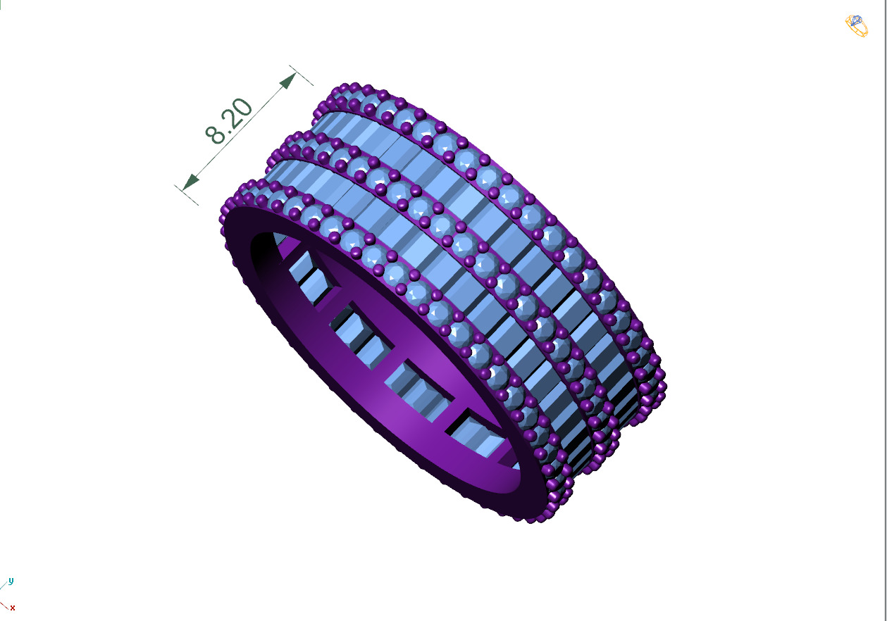 Custom Baguette Eternity Band - Diamond Ring - Baguette Band 3D print model_7