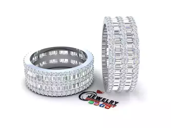 Custom Baguette Eternity Band - Diamond Ring - Baguette Band