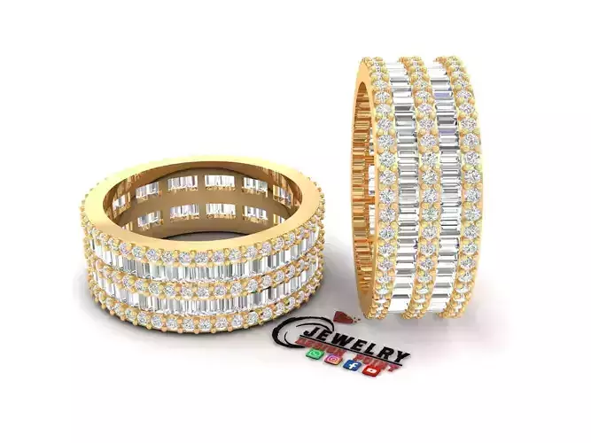Custom Baguette Eternity Band - Diamond Ring - Baguette Band