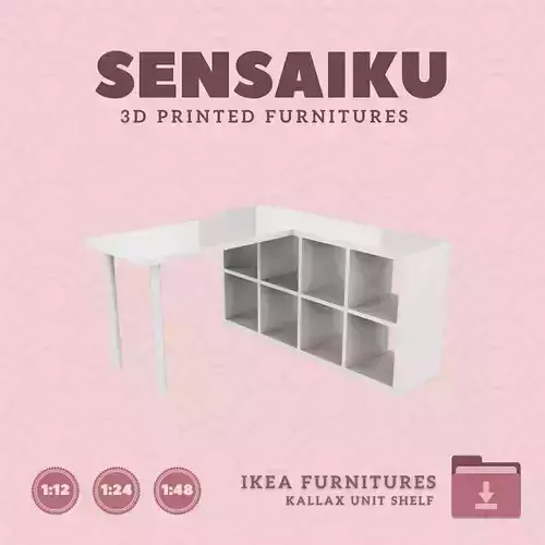 KALLAX Shelf Unit with Desk V2 for Mini Dollhouse IKEA 3D Print