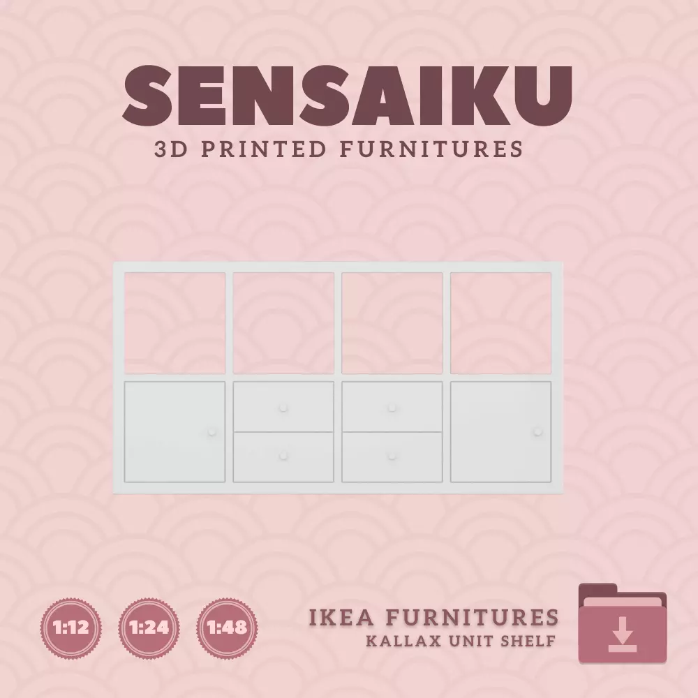 KALLAX Shelf with Drawers and Doors for Dollhouse IKEA 3D Print 3D print model
