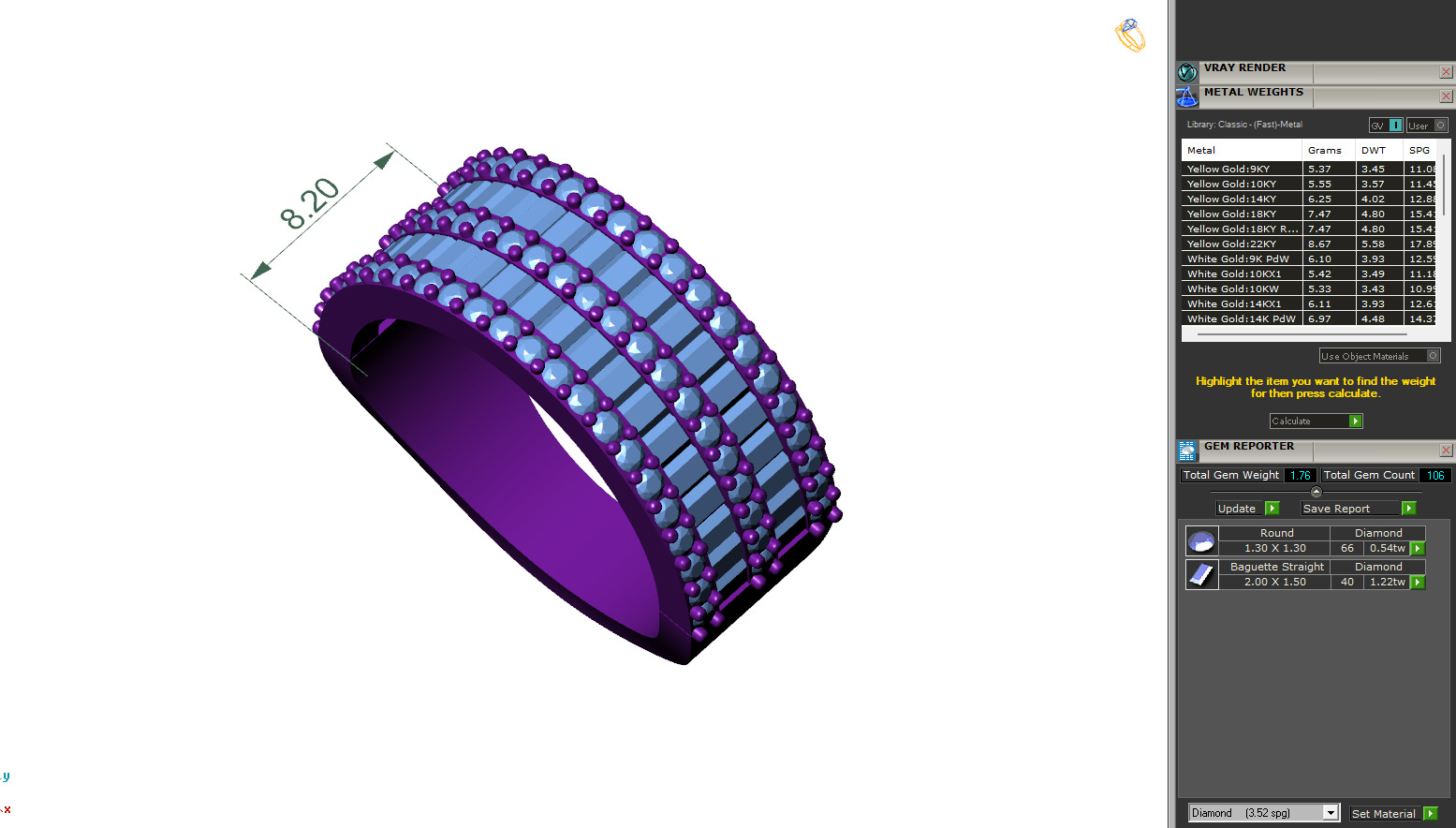 Custom Baguette Eternity Band - Diamond Ring - Baguette Band 3D print model_6