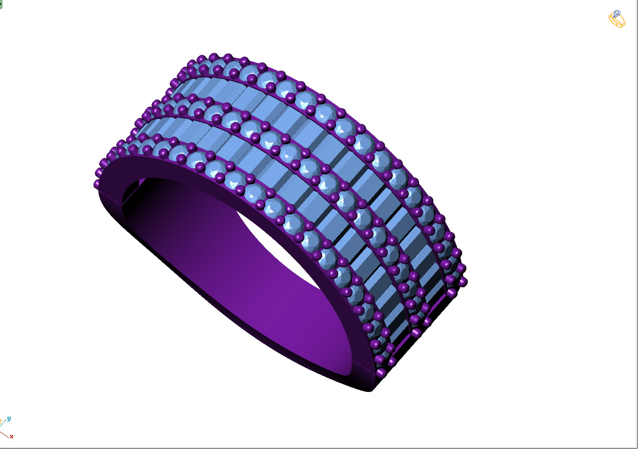 Custom Baguette Eternity Band - Diamond Ring - Baguette Band 3D print model_9