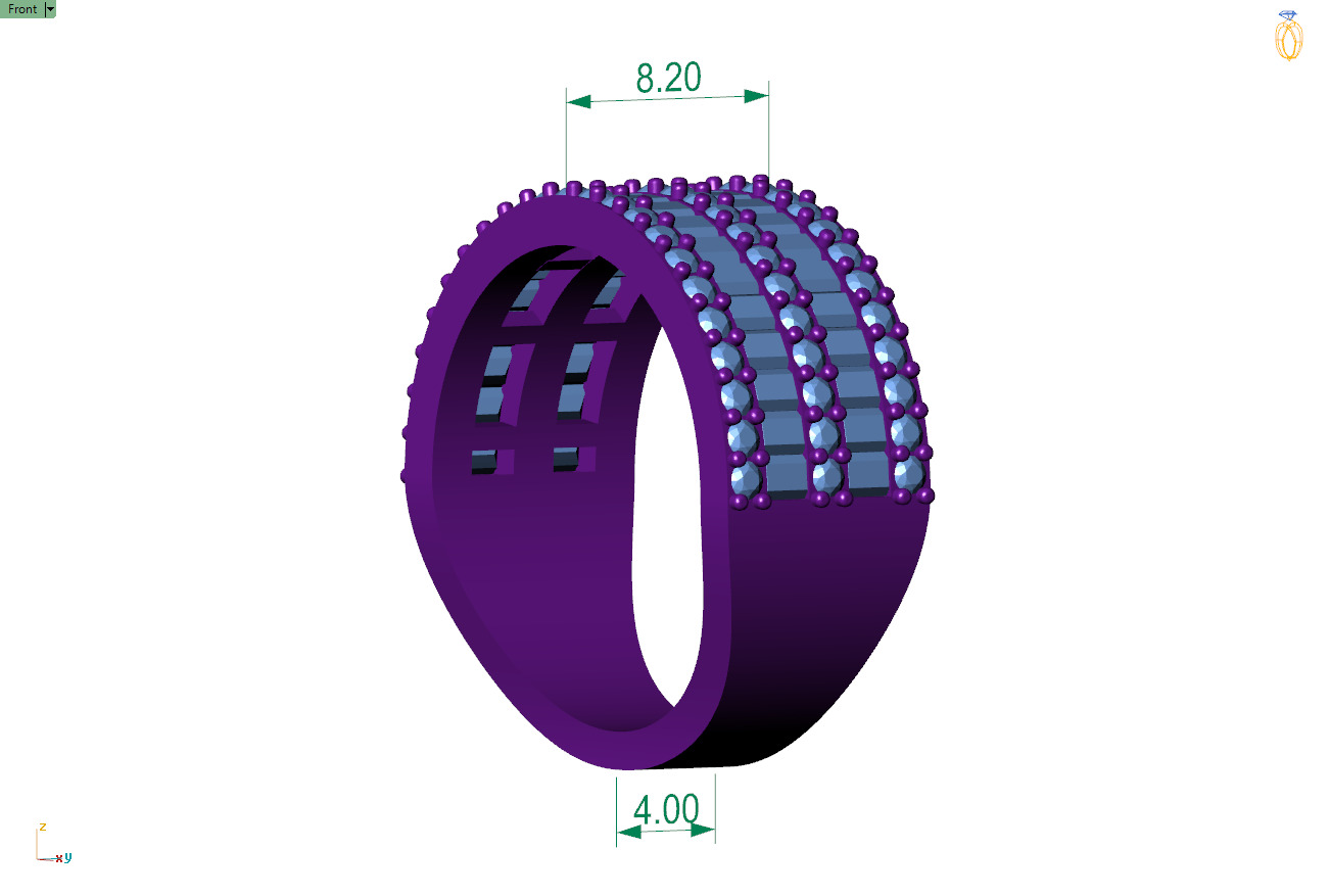 Custom Baguette Eternity Band - Diamond Ring - Baguette Band 3D print model_10