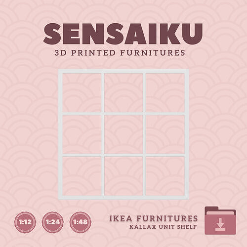KALLAX Shelf Unit 3x3 for Miniature Dollhouse IKEA 3D Print 3D print model