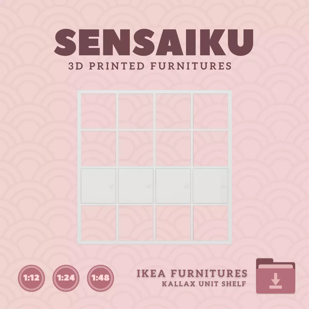 KALLAX Shelf Unit 4x4 with Doors for Dollhouse IKEA3D Print 3D print model