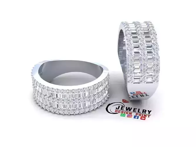 Custom Baguette Eternity Band - Diamond Ring - Baguette Band