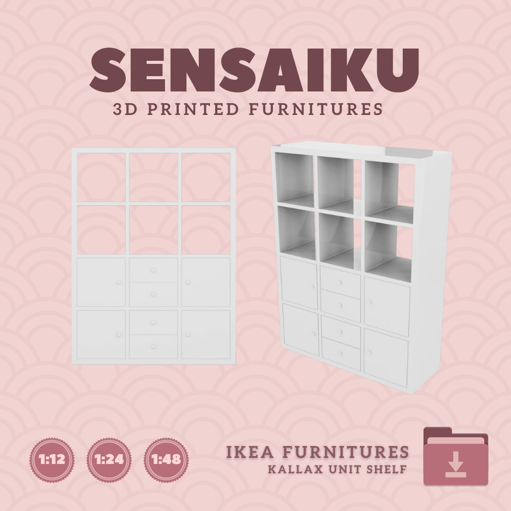 KALLAX Shelf Unit 3x4 with 6 Inserts for Dollhouse IKEA 3D Print 3D print model_1