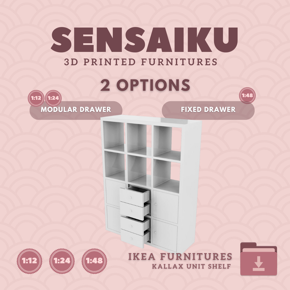 KALLAX Shelf Unit 3x4 with 6 Inserts for Dollhouse IKEA 3D Print 3D print model_2