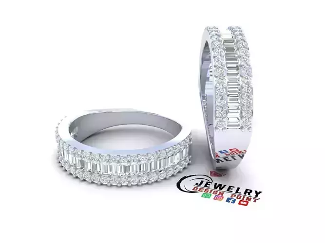 Custom Baguette Single Row Band - Baguette Single Row Band