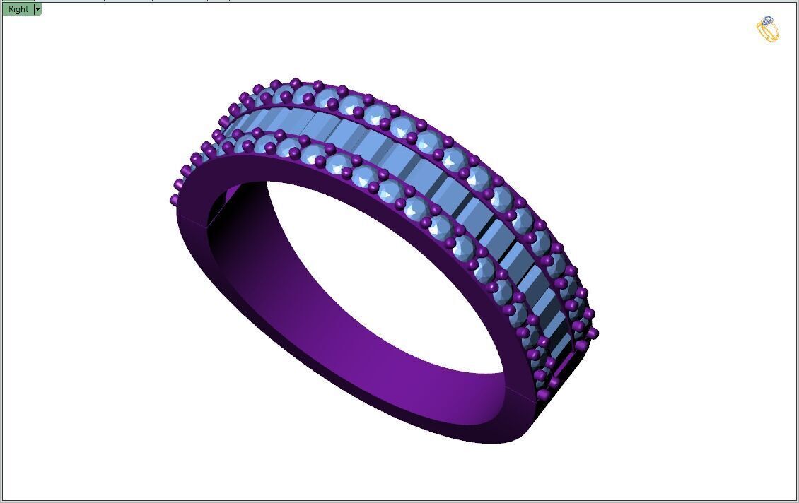 Custom Baguette Single Row Band - Baguette Single Row Band 3D print model_8