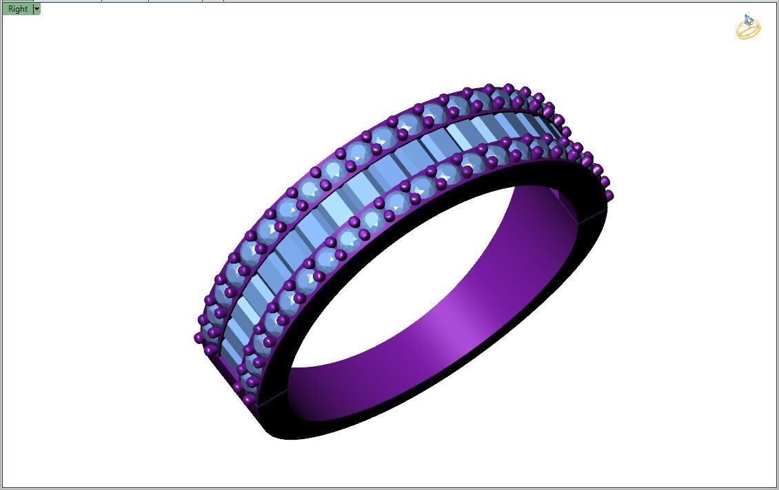 Custom Baguette Single Row Band - Baguette Single Row Band 3D print model_9