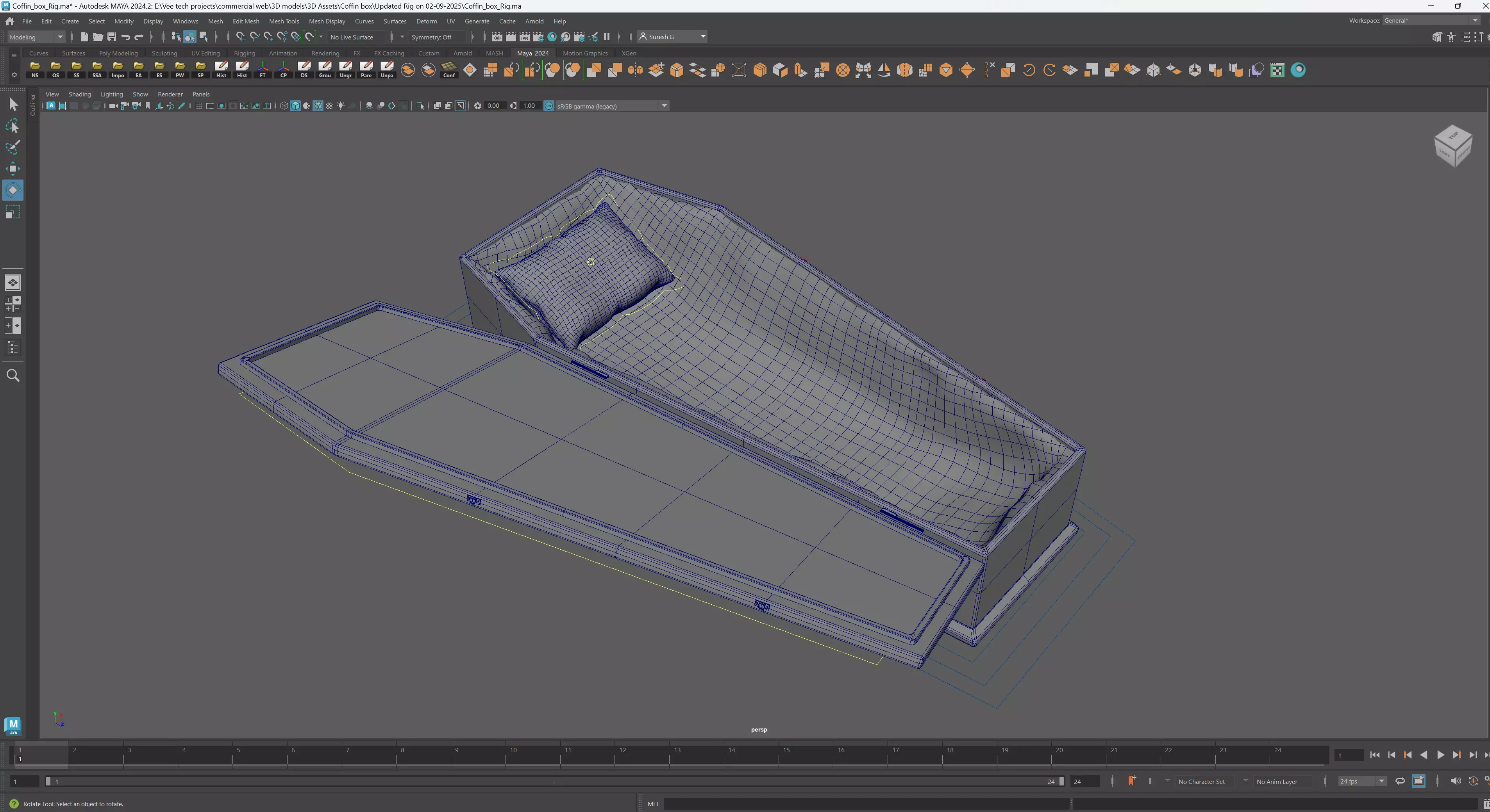 Coffin Box Maya Rigged Low-poly 3D model_11