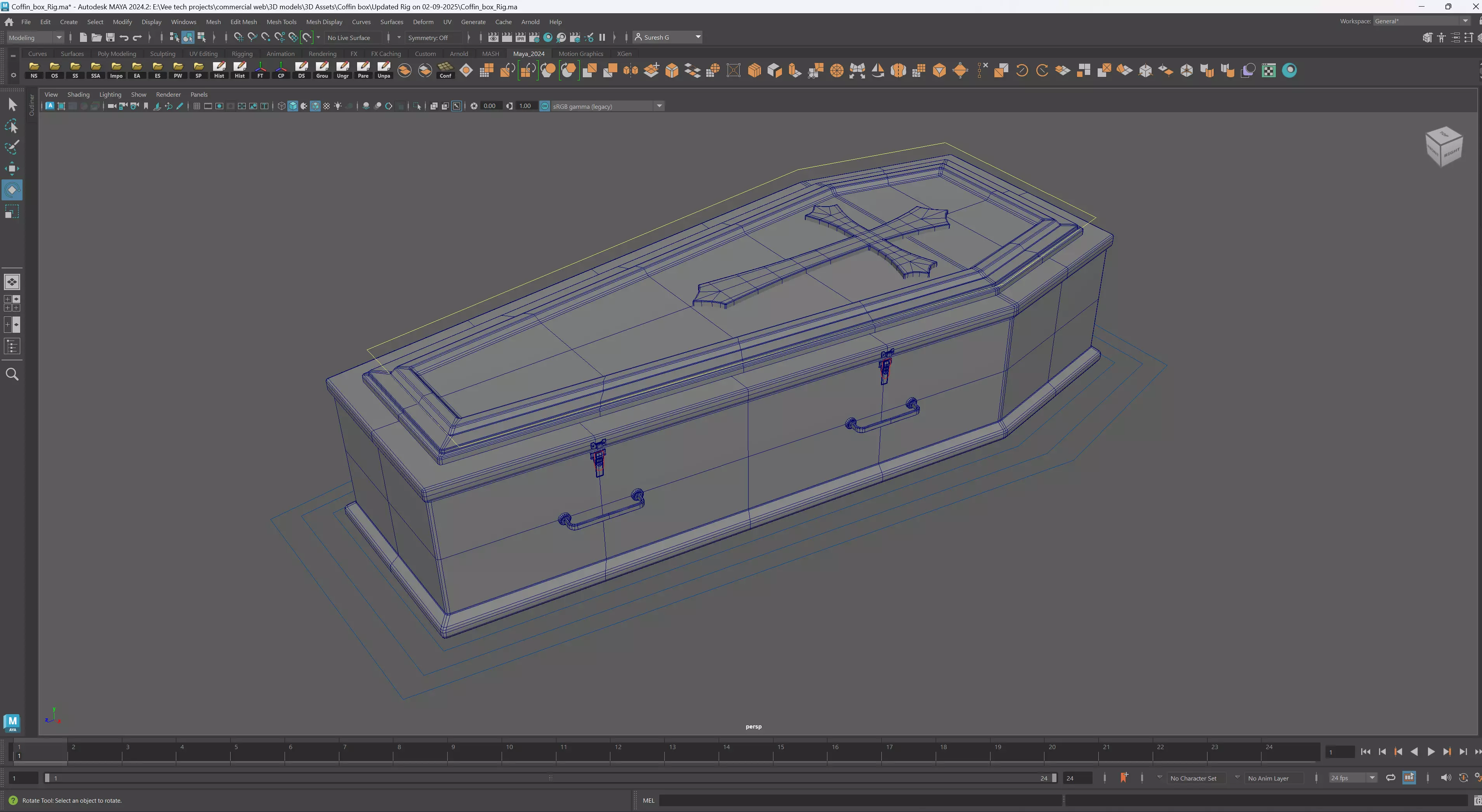 Coffin Box Maya Rigged Low-poly 3D model_10