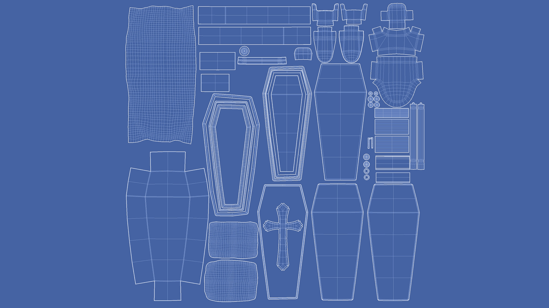 Coffin Box Maya Rigged Low-poly 3D model_13