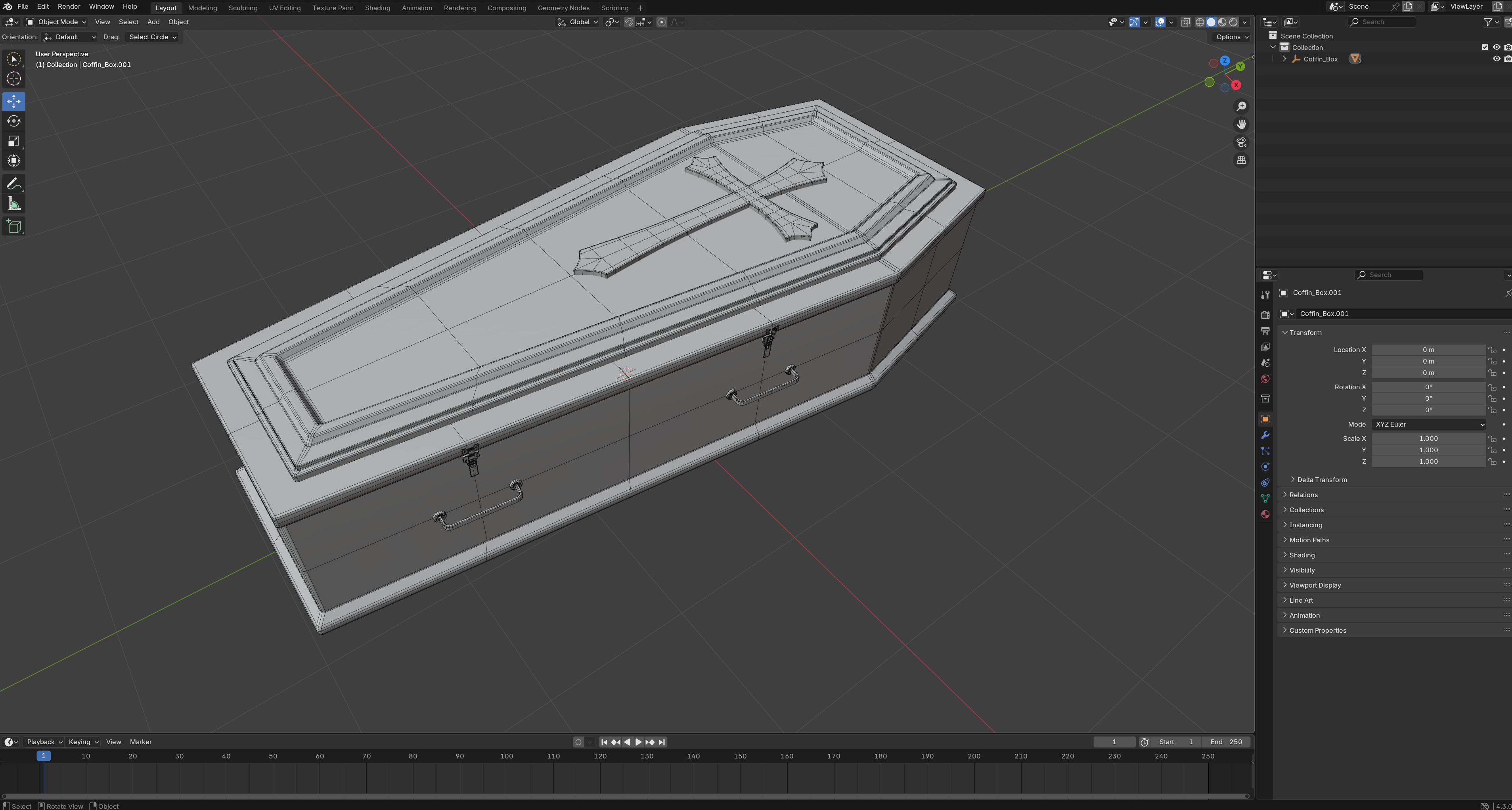 Coffin Box Maya Rigged Low-poly 3D model_12