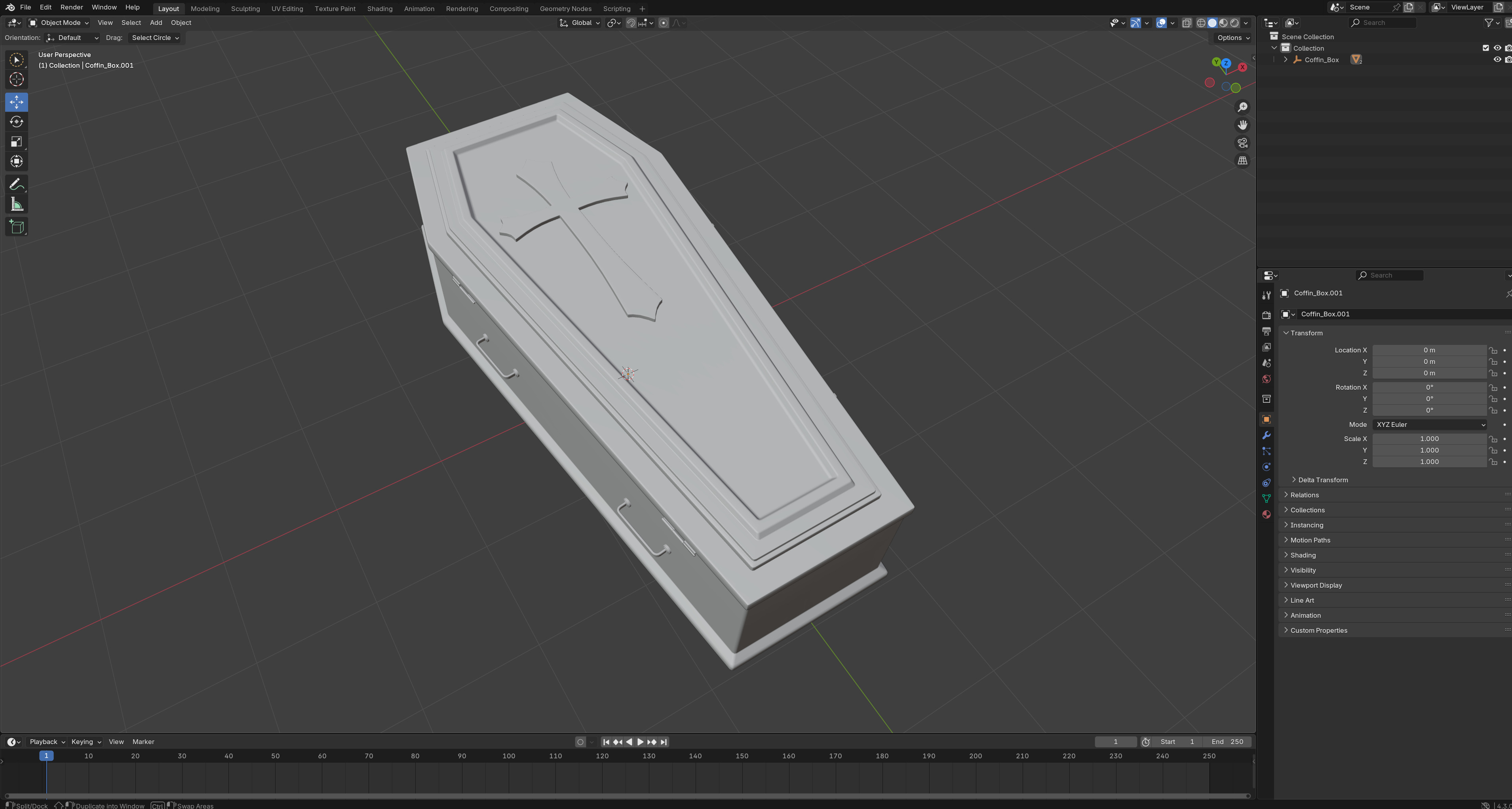 Coffin Box Maya Rigged Low-poly 3D model_9