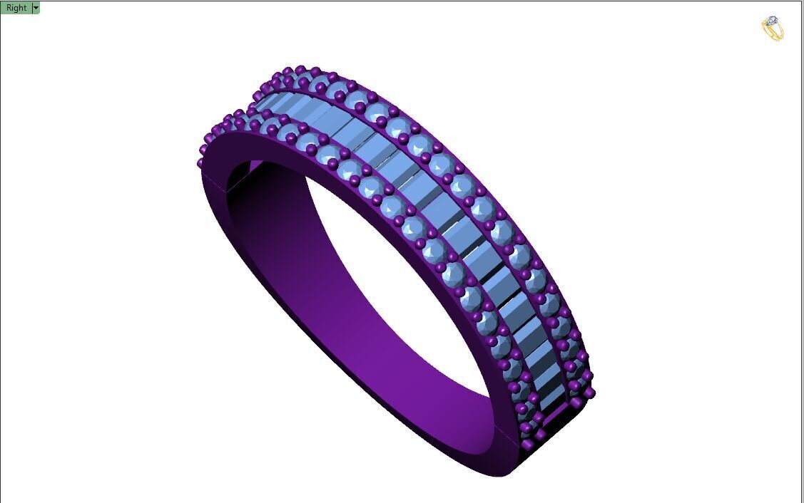 Custom Baguette Single Row Band - Baguette Single Row Band 3D print model_9