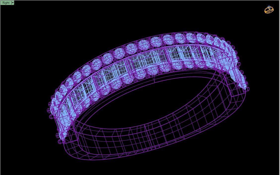 Custom Baguette Single Row Band - Baguette Single Row Band 3D print model_12