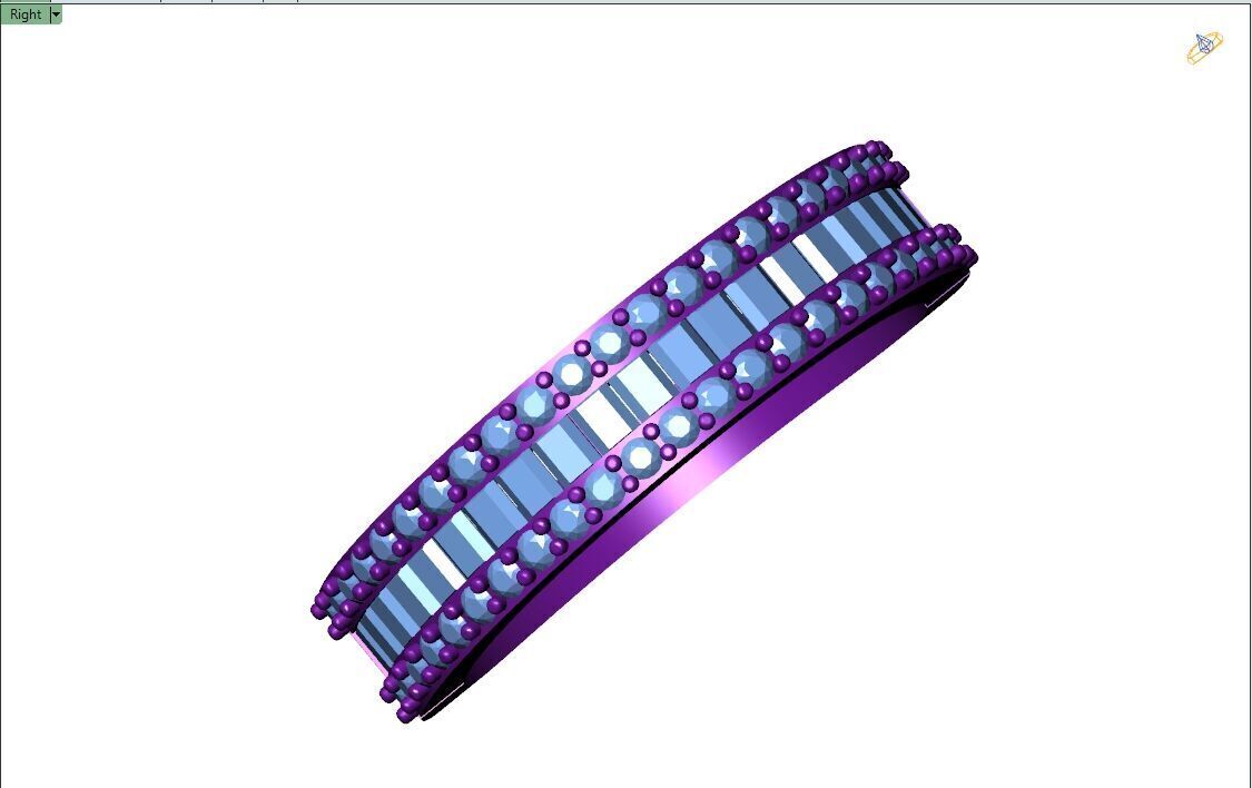 Custom Baguette Single Row Band - Baguette Single Row Band 3D print model_8