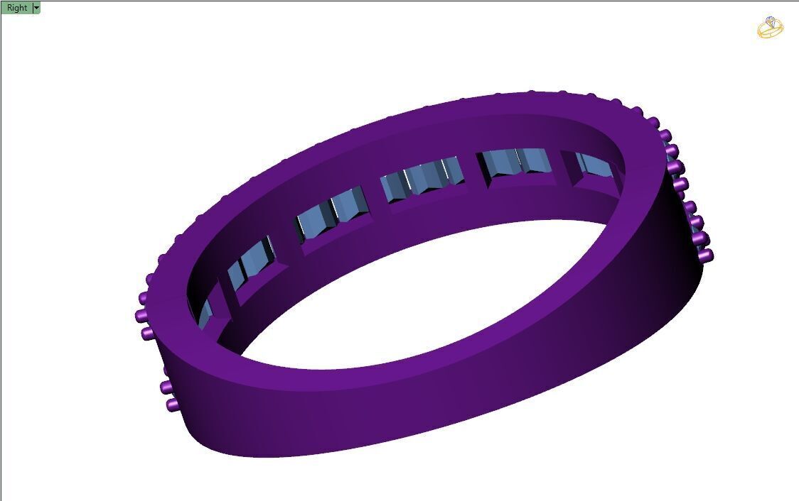 Custom Baguette Single Row Band - Baguette Single Row Band 3D print model_11