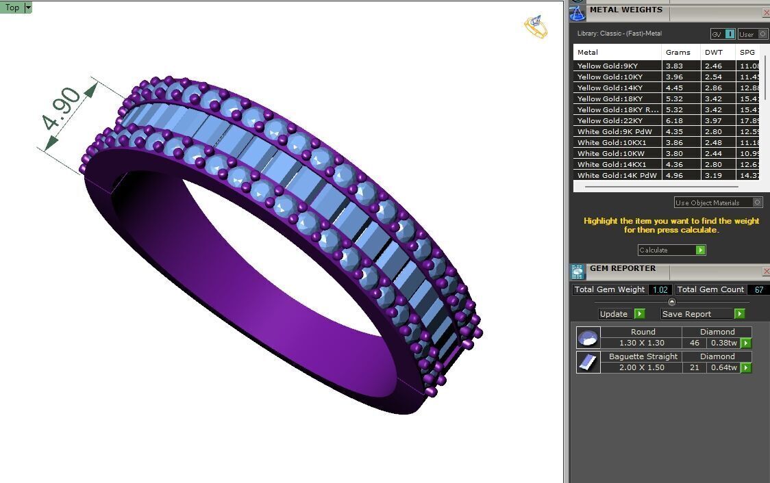 Custom Baguette Single Row Band - Baguette Single Row Band 3D print model_6