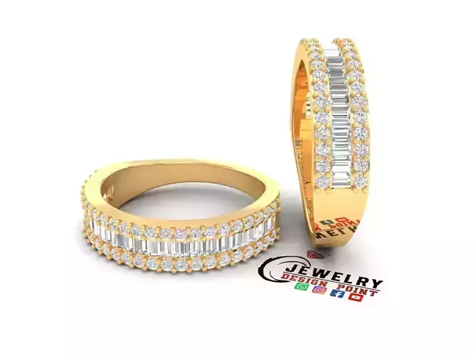 Custom Baguette Single Row Band - Baguette Single Row Band