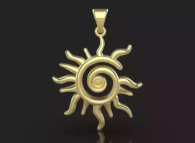3d printing Sun Necklace Pendant printable 3dmodel STL and 3dm 3D print model