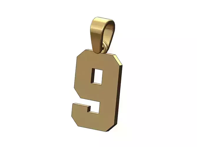 NBA font number 9 pendant charm with bail