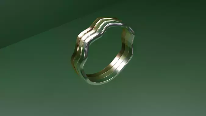 Triple Waved Ring Free 3D print model