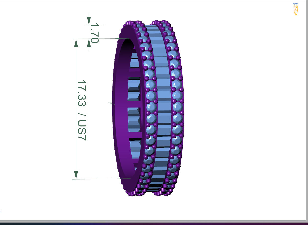Custom Baguette Single Row Eternity Band - Diamond Band 3D print model_7