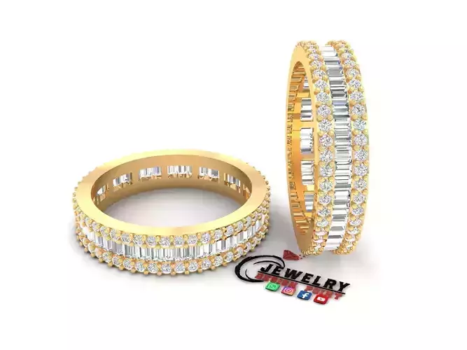 Custom Baguette Single Row Eternity Band - Diamond Band