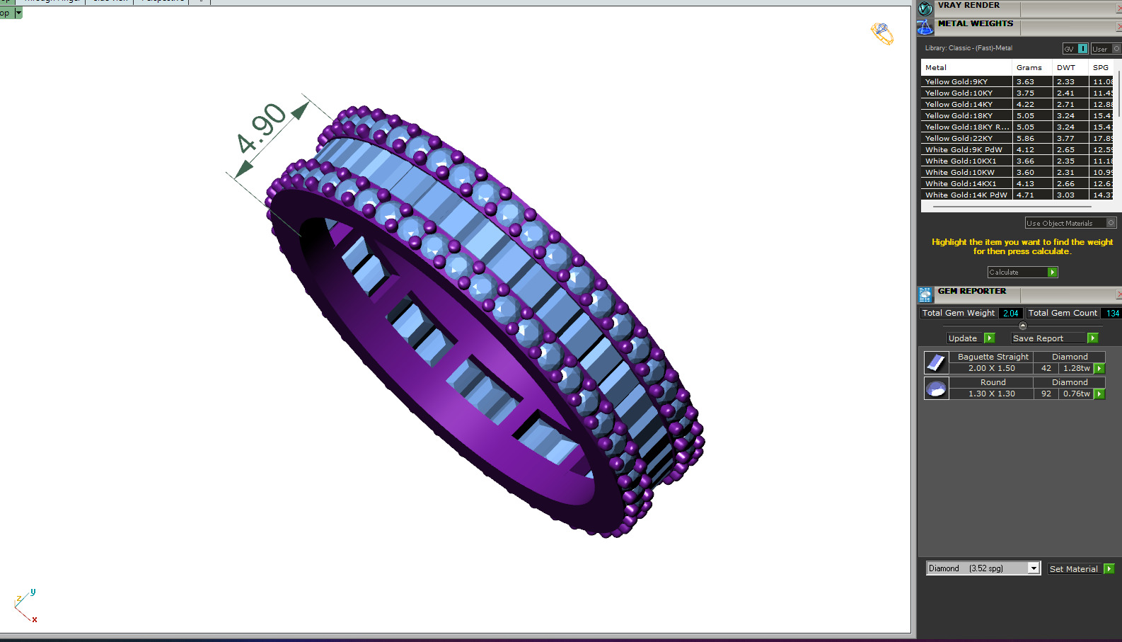 Custom Baguette Single Row Eternity Band - Diamond Band 3D print model_6