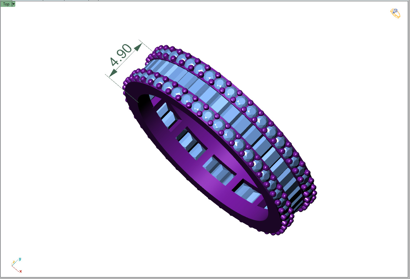 Custom Baguette Single Row Eternity Band - Diamond Band 3D print model_4