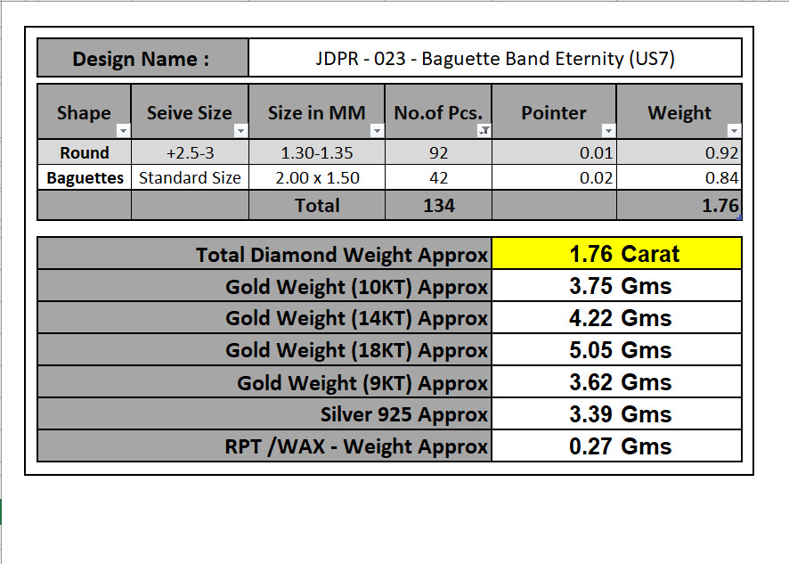 Custom Baguette Single Row Eternity Band - Diamond Band 3D print model_14