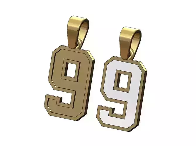 NBA font number 9 stepped enamel pendant charm with bail