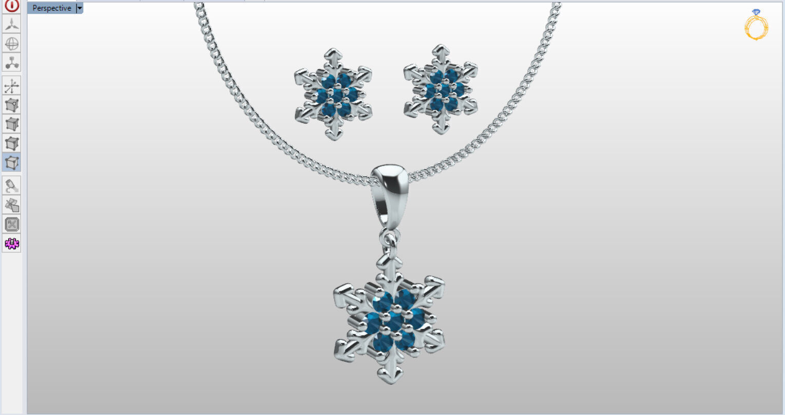 snow half set jewelry  3D print model_4